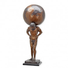 Atlas-statueta din bronz pe un soclu din marmura TBA-93