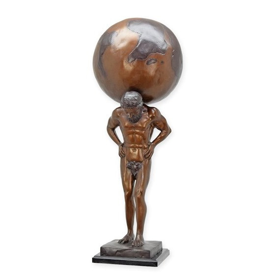 Atlas-statueta din bronz pe un soclu din marmura TBA-93