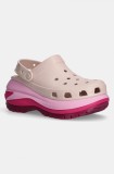 Crocs papuci Mega Crush Matte Clog femei, culoarea roz, cu platforma, 210749