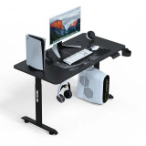 Birou Electric Reglabil Inaltime 140x60cm, Cadru Metalic, Suport Casti/Pahar, Negru. Birou PC Calculator Ergonomic