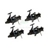 Set 4 Mulinete Pescuit Crap Aviator DP80FR, 11 Rulmenti, Baitrunner, Tambur LongCast Aluminiu + Tambur Rezerva Grafit