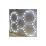 Kit Iluminat Tavan Hexagonal LED 2.3x1.6m 168W HoneyComb ALM, 6000K, 16800lm, 24 Tuburi LED T5 7W