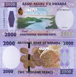 Rwanda 2000 Franci 2024 UNC Bancnota Ne流通 Africa Numismatica