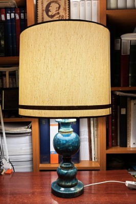 PRESTIGE - Veioza mare vintage, din alabastru original sculptat manual, cu abajur textil, functionala foto