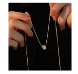 Cumpara ieftin Lantisor Argint 925 Placat Aur Galben Periat, Golden Bead Pandantiv Sferic, 40+5cm, 1.2gr