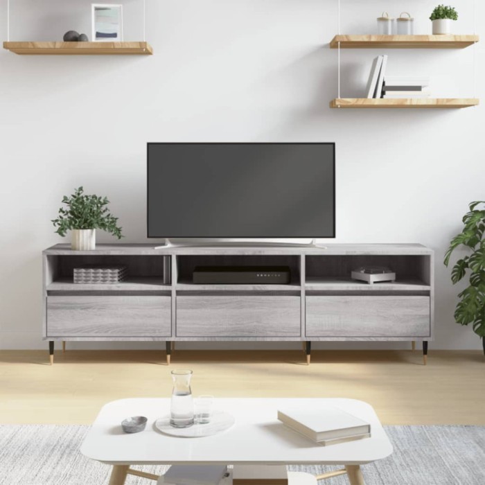 vidaXL Comodă TV, gri sonoma, 150x30x44,5 cm, lemn prelucrat 831266