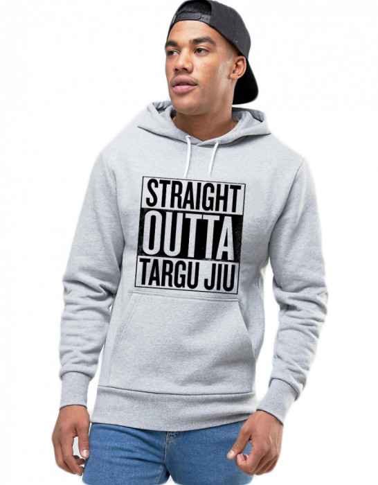 Hanorac Barbati Gri - Straight Outta Targu Jiu - XL