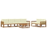 vidaXL Set de canapele de exterior cu pernă 7 pcs Natural și Crem 3382368