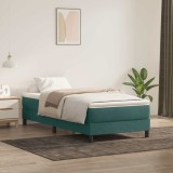 VidaXL Pat box spring cu saltea, verde &icirc;nchis, 90x220 cm, catifea 3315954