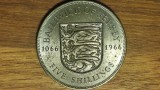 Jersey - moneda aniversara raruta - 1 crown = 5 shillings 1966 - 900 ani de la Batalia de la Hastings ! - uriasa &bull; 28.5 g &bull; ⌀ 38.6 mm