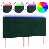 Cumpara ieftin Tablie de pat cu LED, verde inchis, 160x5x118/128 cm, catifea