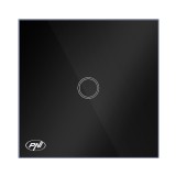 Intrerupator touch simplu PNI SH121 din sticla neagra cu LED, 10A
