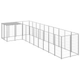 VidaXL Padoc pentru c&acirc;ini, argintiu, 7,26 m&sup2;, oțel