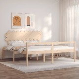 Cadru de pat senior cu tăblie, Super King Size, lemn masiv