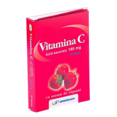 Vitamina C 180mg Capsuni Amniocen 20tbl foto