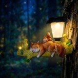 Figurina solara LED, veverita agatabila, LED alb cald, 25 x 6 x 19 cm, decor gradina