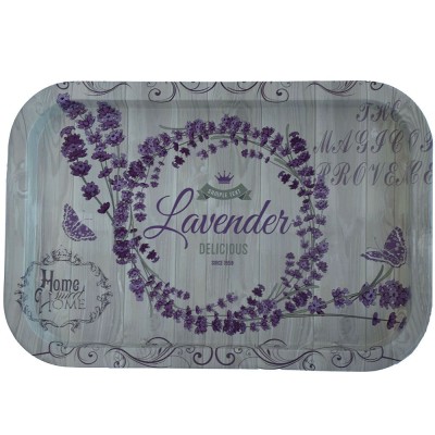 Farfurie metalica tip tava Pufo Purple lavender pentru servire desert, prajituri, aperitive, 34 x 23 cm foto