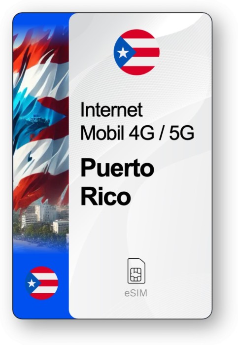 eSIM Internet Puerto Rico, valabil 7 zile, trafic Nelimitat