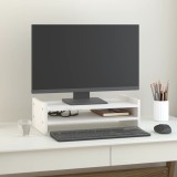Suport pentru monitor, alb, 50x27x15 cm, lemn masiv pin