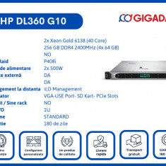 HP DL360 G10 2x Gold 6138 256GB P408i 2x PS Server 6 Luni Garantie