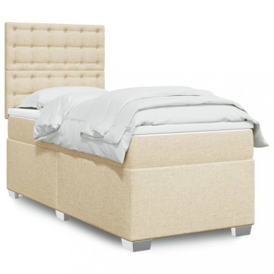 vidaXL Pat box spring cu saltea, crem, 80x200 cm, textil 3292634 foto