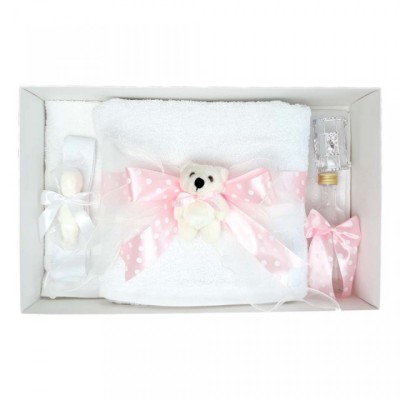 Trusou botez fundita roz cu buline, cu ursulet, Denikos&amp;reg; 35 foto