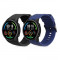 Set 2 curele pentru Xiaomi Mi Watch Color Sport/Watch S1 Active, Kwmobile, Negru/Albastru, Silicon, 58971.01