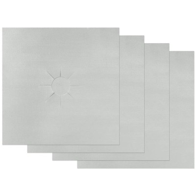 Set 4 Folii de Protectie, reutilizabile, pentru Plita si Aragazul pe gaz, 27 x 27 cm, argintiu foto