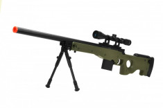 PUSCA AIRSOFT L96 AWP POLICE EDITIE LIMITATA VERDE,CALIBRU 6MM,LUNETA,BIPOD,BILE foto