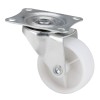 Roata Pivotanta cu Flansa din PVC Alb, pentru Mobilier, 40mm, fara frana, sarcina max. 30kg, AGT-837, Oem