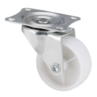 Roata Pivotanta cu Flansa din PVC Alb, pentru Mobilier, 50mm, fara frana, sarcina max. 30kg, AGT-837 foto