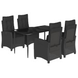 Cumpara ieftin Set mobilier de gradina cu perne, 5 piese, negru, poliratan