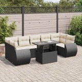 Cumpara ieftin Gossi set mobilier de gradina cu perne, 8 piese, negru, poliratan