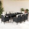 vidaXL Set mobilier de grădină cu perne, 9 piese, negru, poliratan 3211919