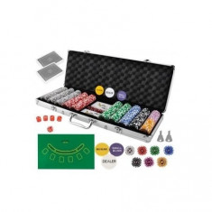 Set de poker cu 500 jetoane numerotate,trusa depozitare din aluminiu - Multicolor