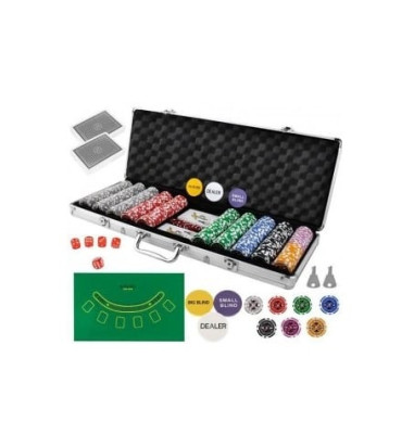 Set de poker cu 500 jetoane numerotate,trusa depozitare din aluminiu - Multicolor foto
