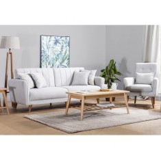 Set canapea 3 locuri extensibila si fotoliu Aqua Bej