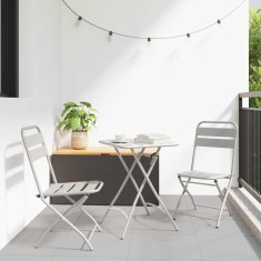 vidaXL Scaun pliabil pentru grădină 2 pcs Bej 55 x 56.5 x 91cm Oțel 42002941