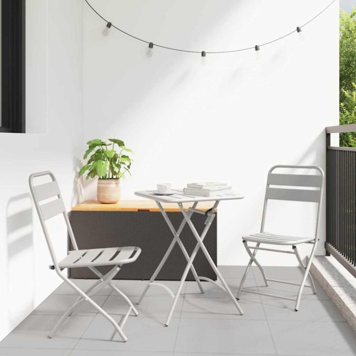 vidaXL Scaun pliabil pentru grădină 2 pcs Bej 55 x 56.5 x 91cm Oțel 42002941