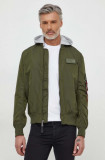 Alpha Industries geaca MA-1 TT Hood barbati, culoarea verde, de tranzitie