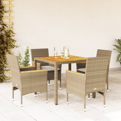 vidaXL Set mobilier grădină cu perne 5 piese bej poliratan/lemn acacia foto