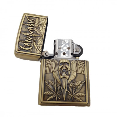 Bricheta tip zippo, 3D relief, metalica, canabis 2 foto