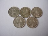 3 THREE PENCE 1955 ; 1957 ; 1959 ; 1960 ; 1961 . LOT ARGINT