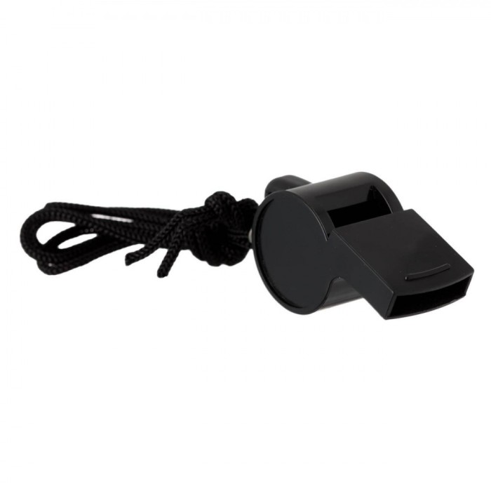 Fluier Antrenament, Negru, Plastic, Cordon Inclus