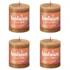 Bolsius Lumânări bloc rustice Shine, 4 buc., maro condiment, 80x68 mm