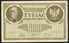 q472 POLONIA 1000 MAREK 1919 mai rara ! XF+