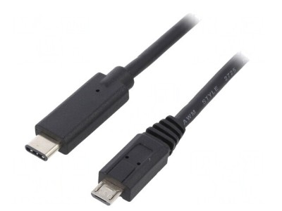 Cablu USB 2.0 USB B Micro la USB C 1.2m Negru foto