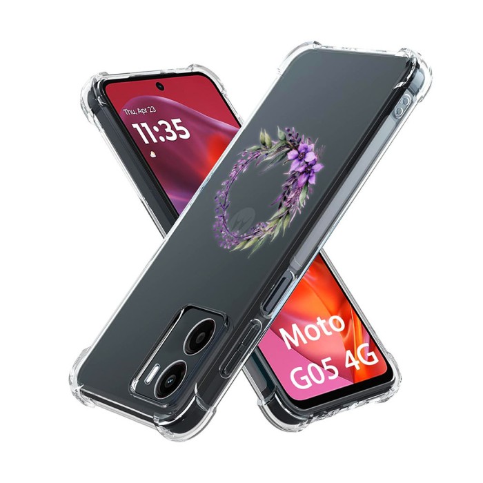 Husa antisoc pentru motorola moto g05, airbag, pink wreath 10, clear