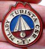 I.442 INSIGNA CEHOSLOVACIA PIONIERI TURISM MLADY TURISTA CSR I h30mm