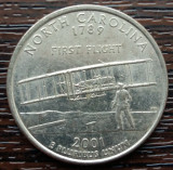 (M2201) MONEDA SUA - QUARTER DOLLAR 2001, LIT. D - NORTH CAROLINA, America de Nord